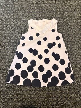 Janie and Jack Black & White Polka Dot Swing Dress Girls 3-6 Months